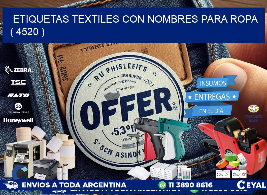 ETIQUETAS TEXTILES CON NOMBRES PARA ROPA ( 4520 )
