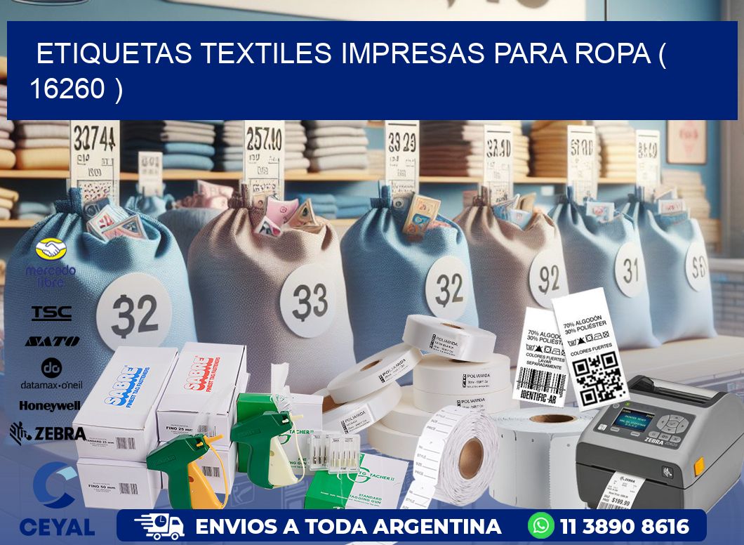 ETIQUETAS TEXTILES IMPRESAS PARA ROPA ( 16260 )