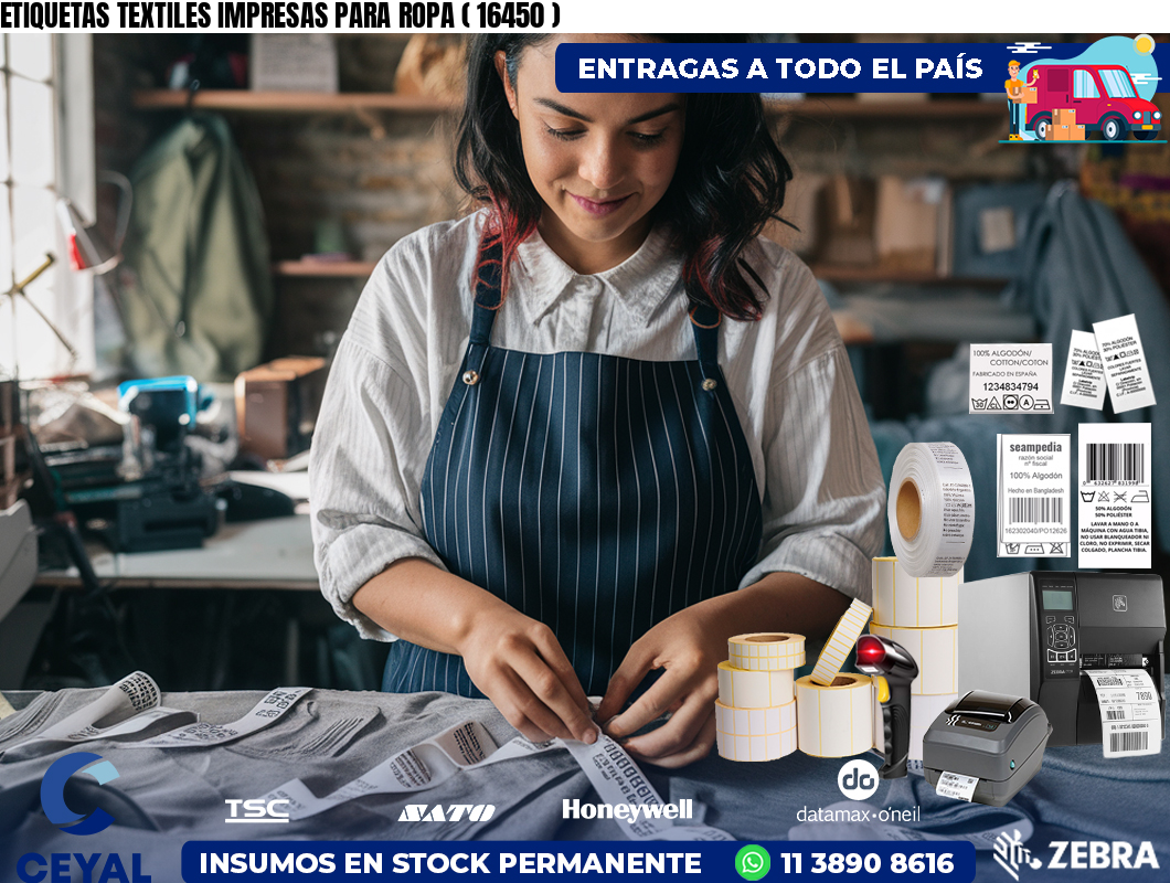 ETIQUETAS TEXTILES IMPRESAS PARA ROPA ( 16450 )