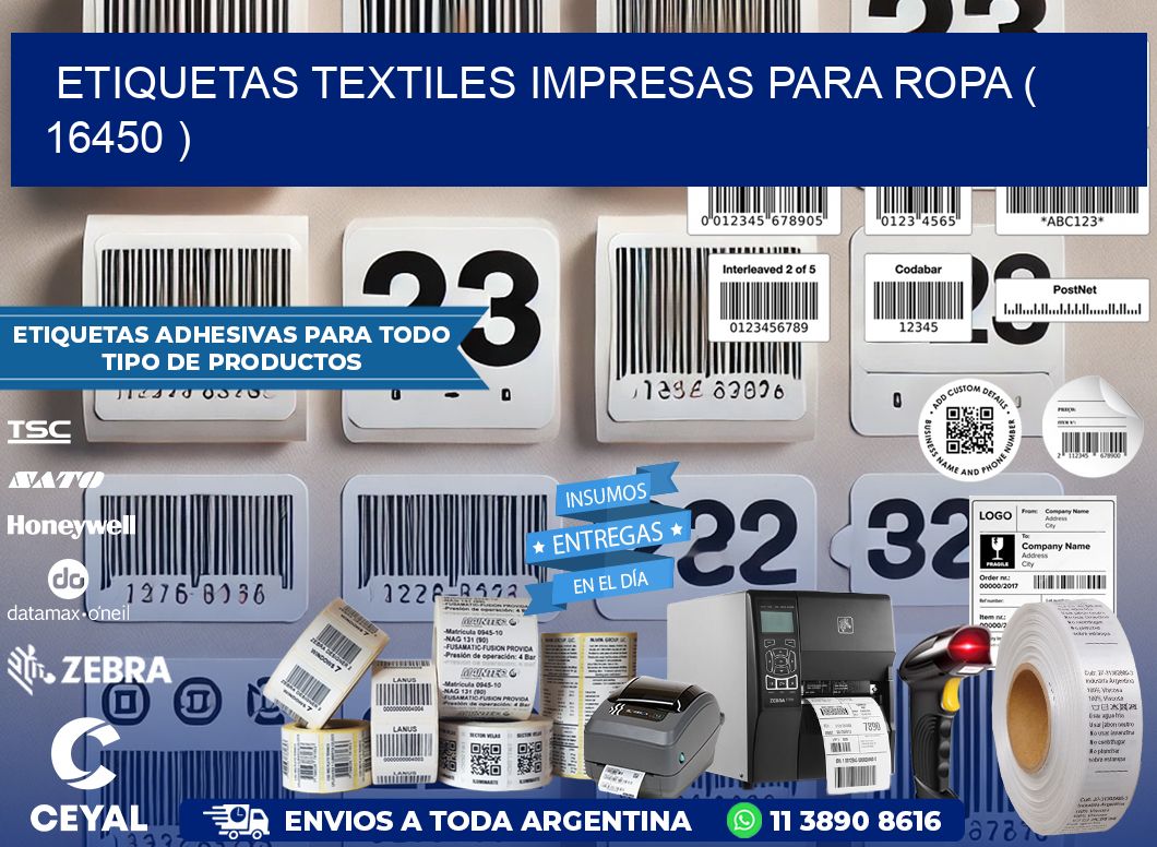 ETIQUETAS TEXTILES IMPRESAS PARA ROPA ( 16450 )