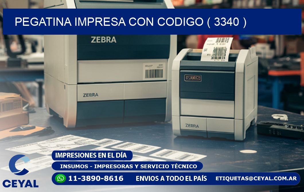 PEGATINA IMPRESA CON CODIGO ( 3340 )