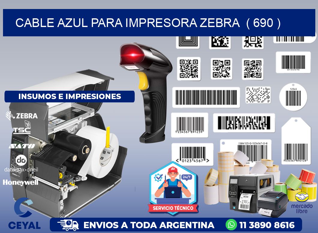 cable azul para impresora zebra ( 690 )