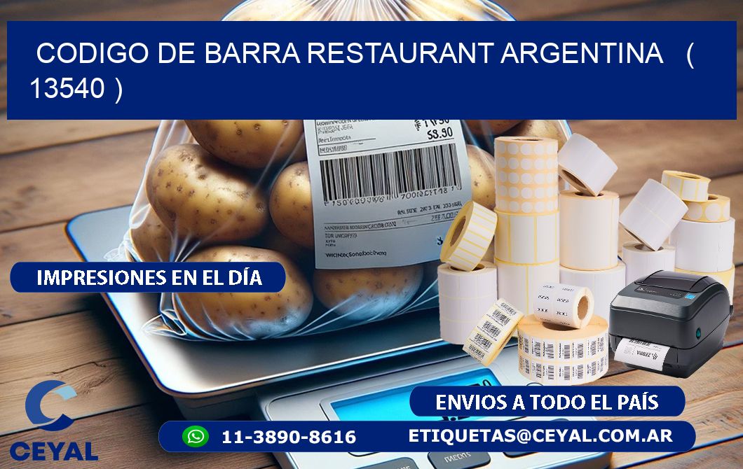 CODIGO DE BARRA RESTAURANT ARGENTINA   ( 13540 )