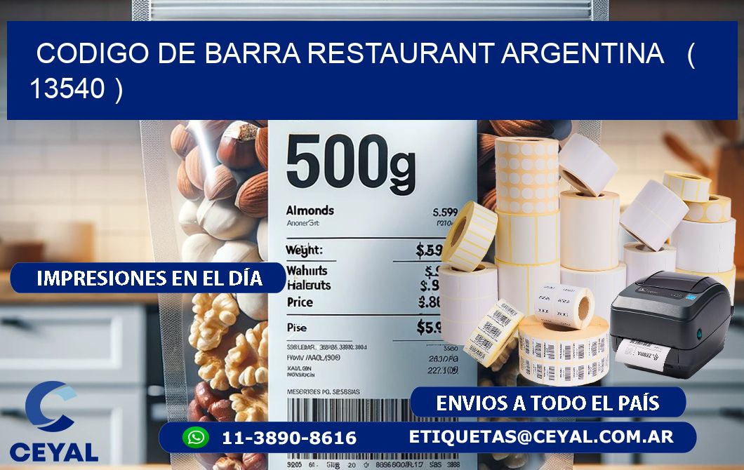 CODIGO DE BARRA RESTAURANT ARGENTINA ( 13540 )