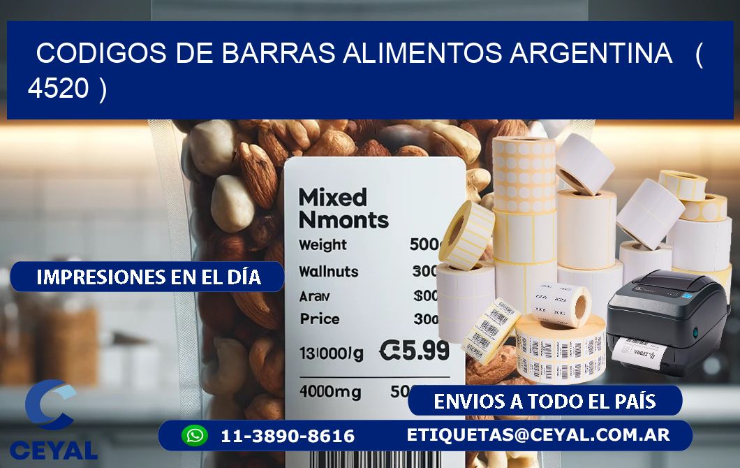 CODIGOS DE BARRAS ALIMENTOS ARGENTINA   ( 4520 )