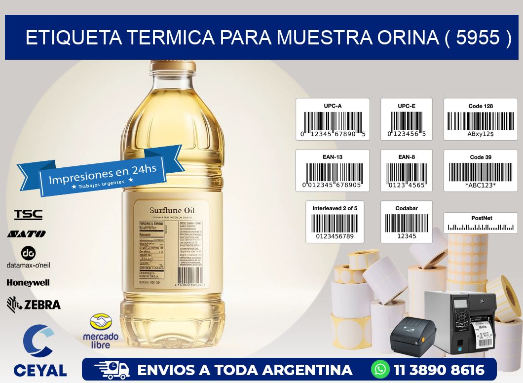 ETIQUETA TERMICA PARA MUESTRA ORINA ( 5955 )