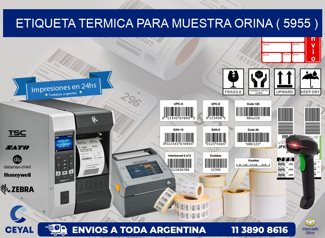 ETIQUETA TERMICA PARA MUESTRA ORINA ( 5955 )