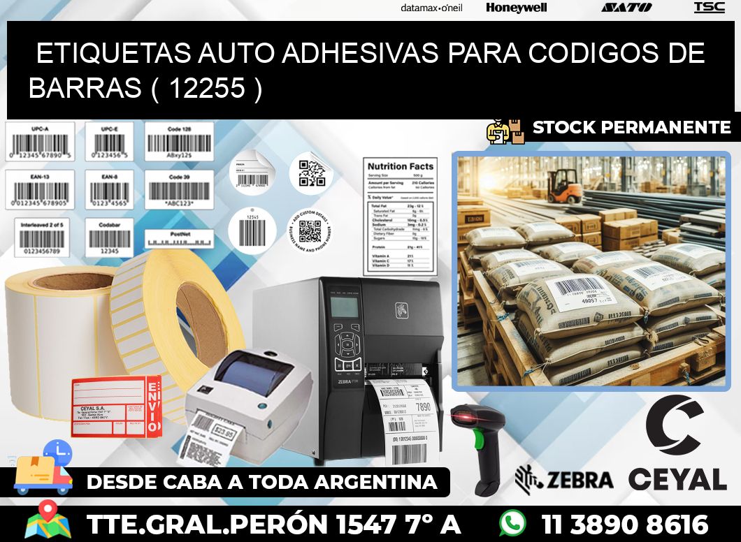 ETIQUETAS AUTO ADHESIVAS PARA CODIGOS DE BARRAS ( 12255 )