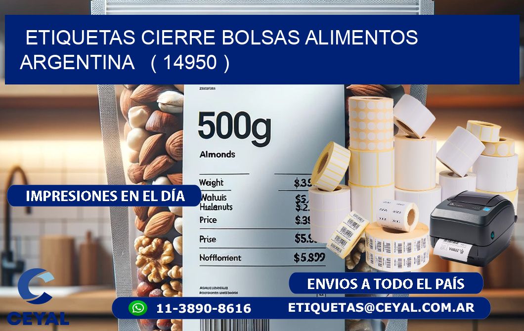 ETIQUETAS CIERRE BOLSAS ALIMENTOS ARGENTINA   ( 14950 )