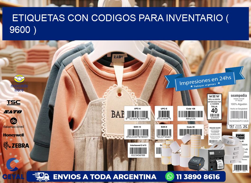 ETIQUETAS CON CODIGOS PARA INVENTARIO ( 9600 )