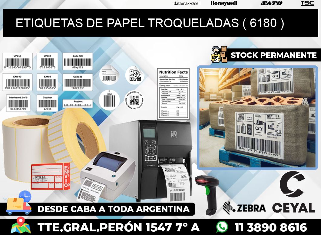 ETIQUETAS DE PAPEL TROQUELADAS ( 6180 )
