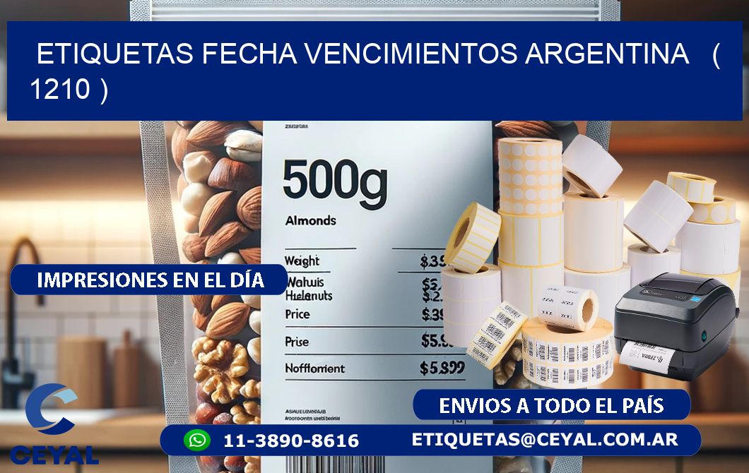 ETIQUETAS FECHA VENCIMIENTOS ARGENTINA ( 1210 )