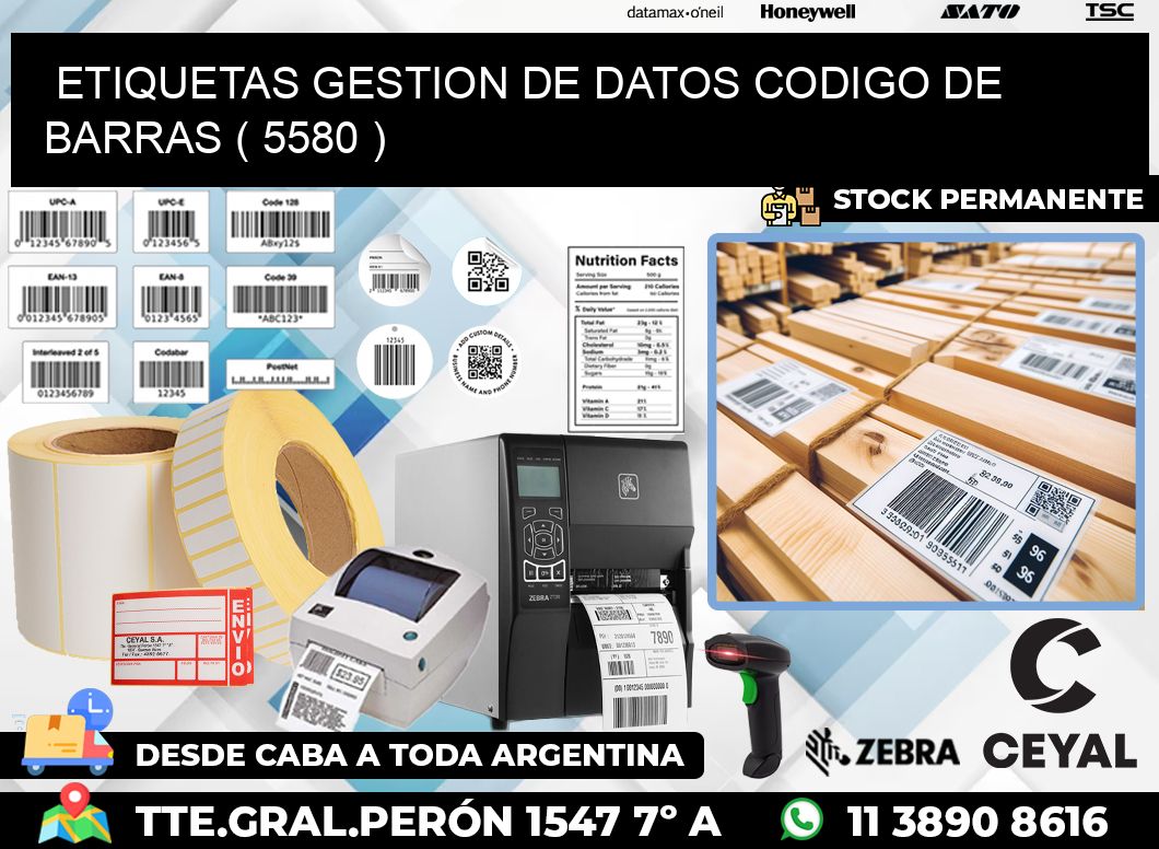 ETIQUETAS GESTION DE DATOS CODIGO DE BARRAS ( 5580 )
