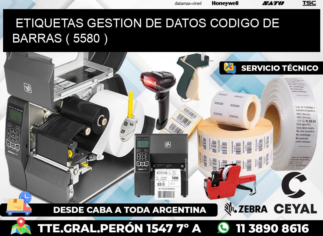 ETIQUETAS GESTION DE DATOS CODIGO DE BARRAS ( 5580 )