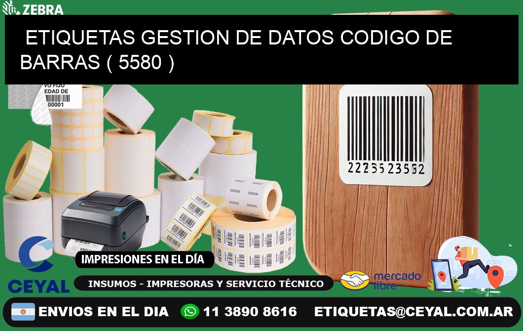 ETIQUETAS GESTION DE DATOS CODIGO DE BARRAS ( 5580 )