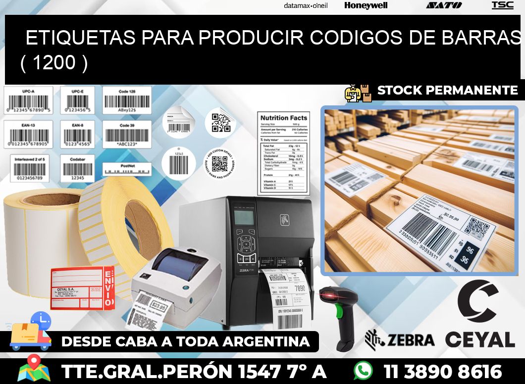 ETIQUETAS PARA PRODUCIR CODIGOS DE BARRAS ( 1200 )