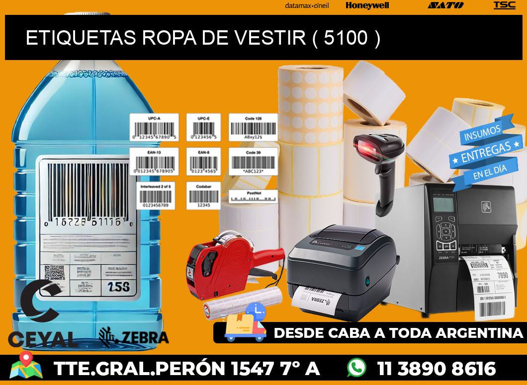 ETIQUETAS ROPA DE VESTIR ( 5100 )