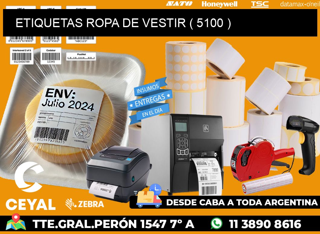 ETIQUETAS ROPA DE VESTIR ( 5100 )