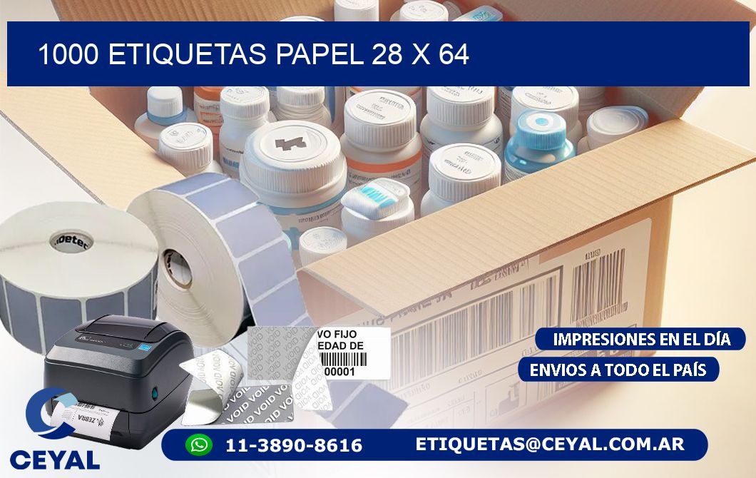 1000 ETIQUETAS PAPEL 28 x 64