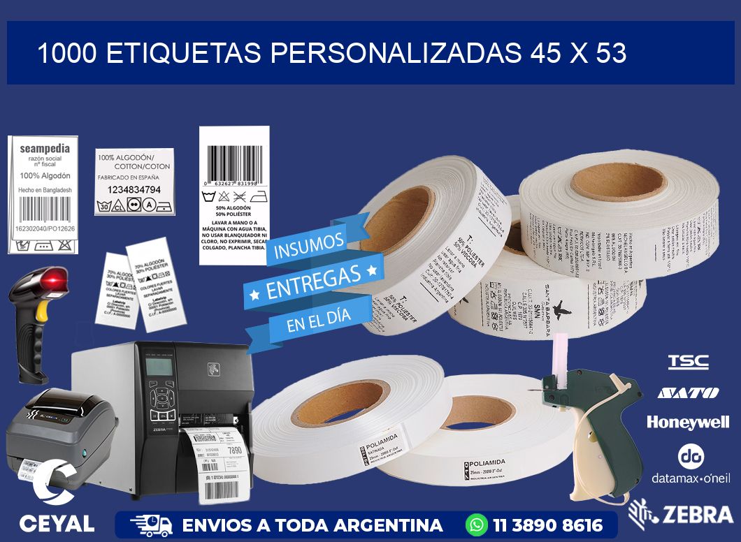 1000 ETIQUETAS PERSONALIZADAS 45 x 53