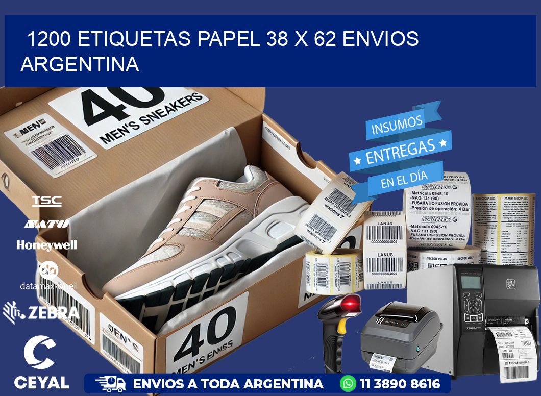 1200 ETIQUETAS PAPEL 38 x 62 ENVIOS ARGENTINA
