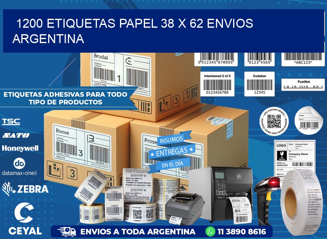 1200 ETIQUETAS PAPEL 38 x 62 ENVIOS ARGENTINA