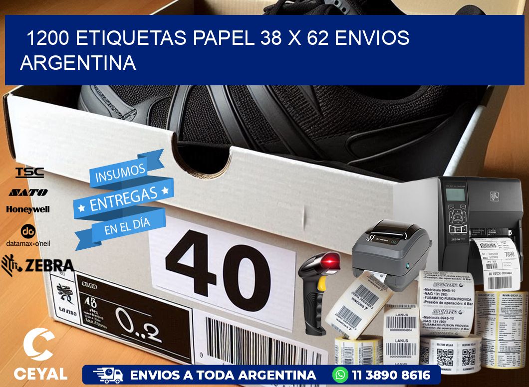 1200 ETIQUETAS PAPEL 38 x 62 ENVIOS ARGENTINA