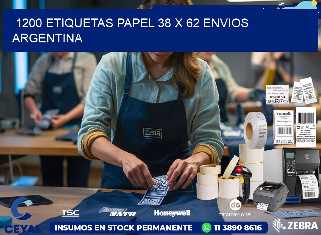 1200 ETIQUETAS PAPEL 38 x 62 ENVIOS ARGENTINA
