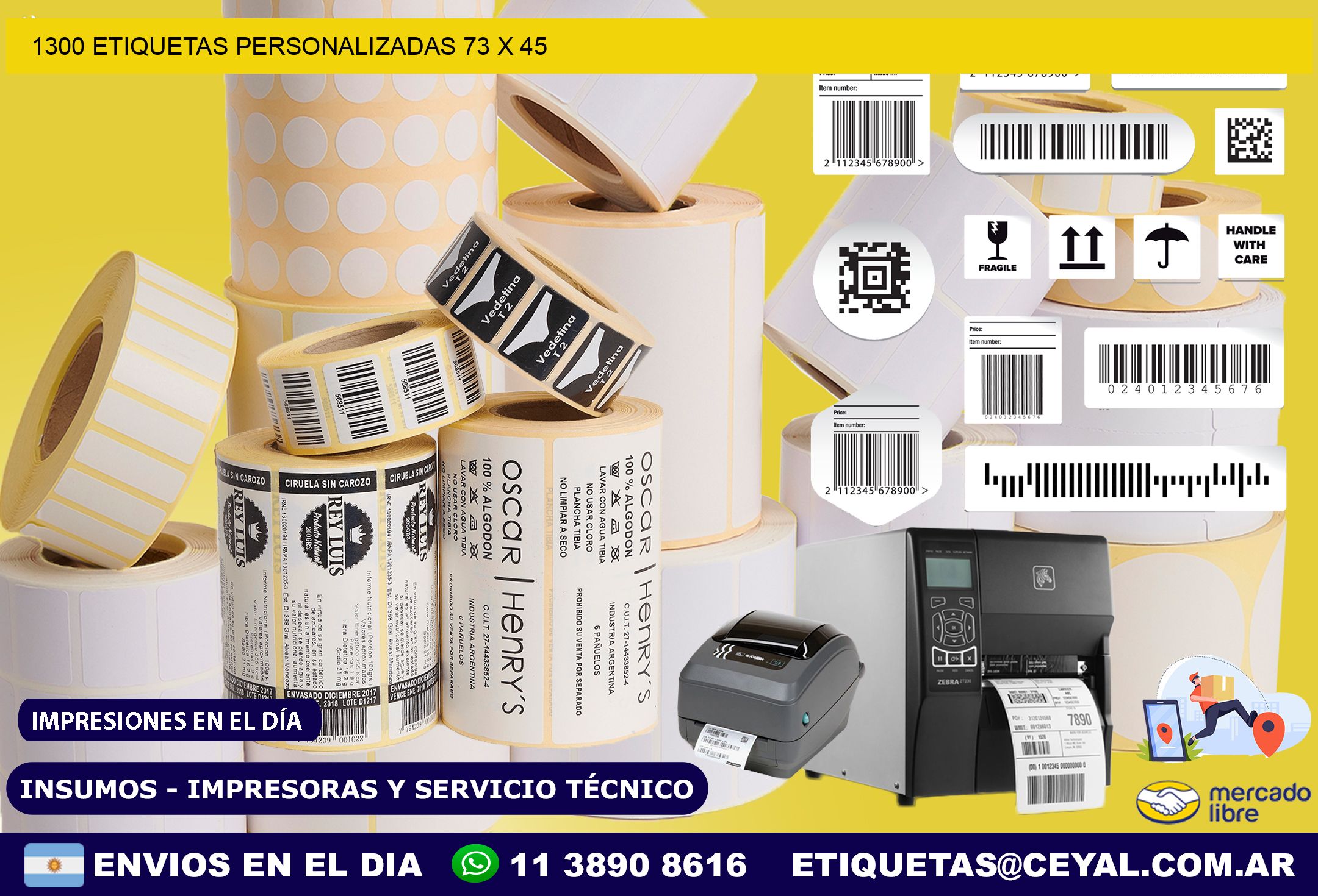 1300 ETIQUETAS PERSONALIZADAS 73 x 45