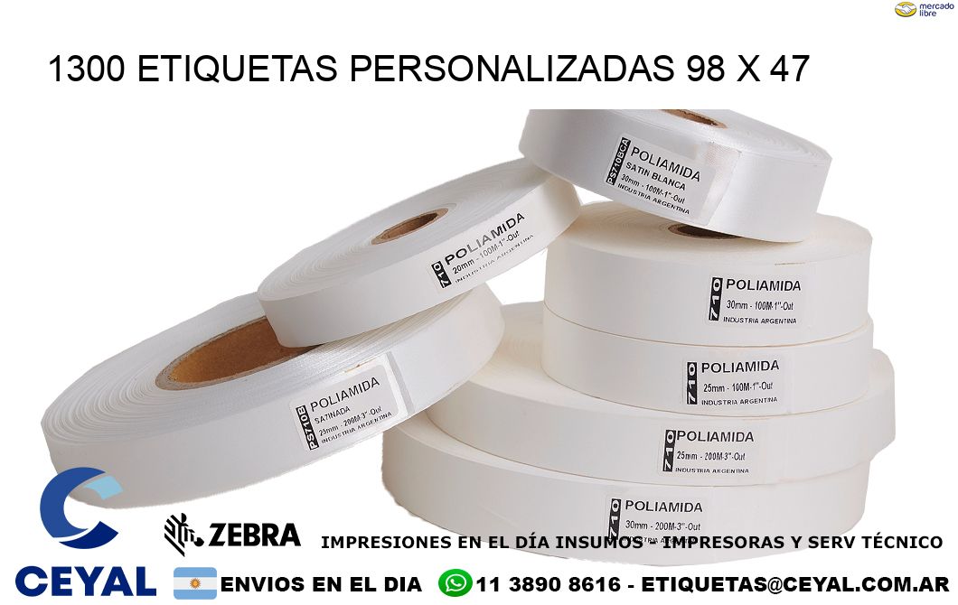1300 ETIQUETAS PERSONALIZADAS 98 x 47