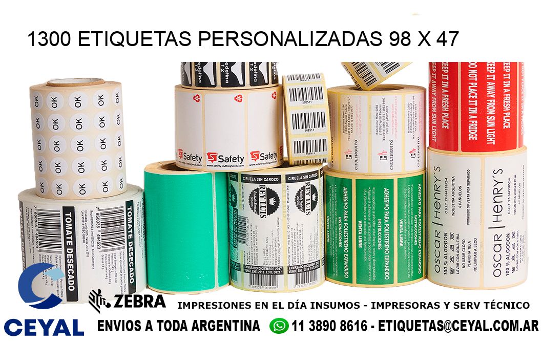 1300 ETIQUETAS PERSONALIZADAS 98 x 47