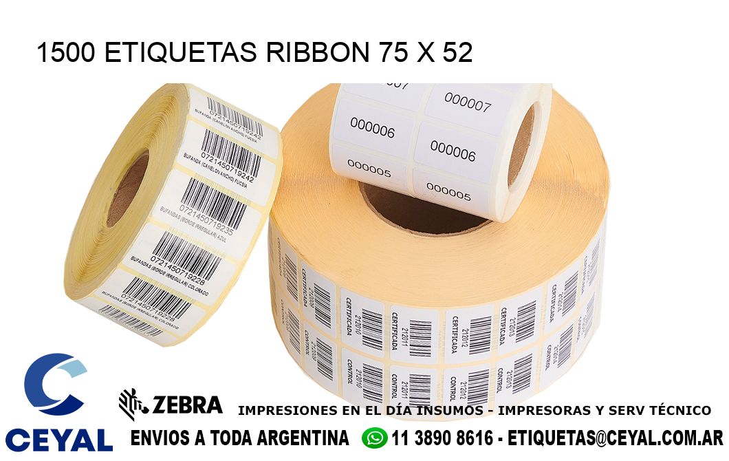 1500 ETIQUETAS RIBBON 75 x 52