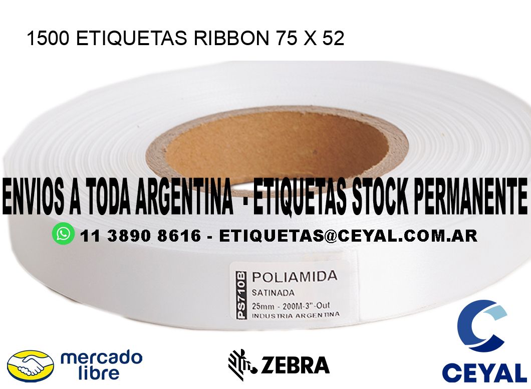 1500 ETIQUETAS RIBBON 75 x 52
