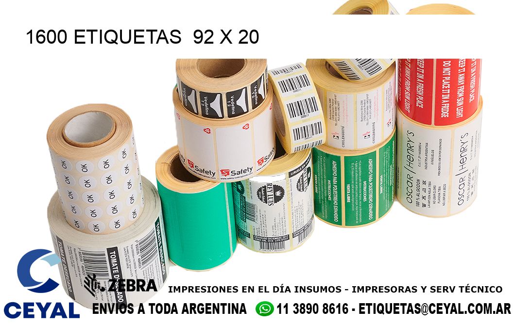 1600 ETIQUETAS 92 x 20