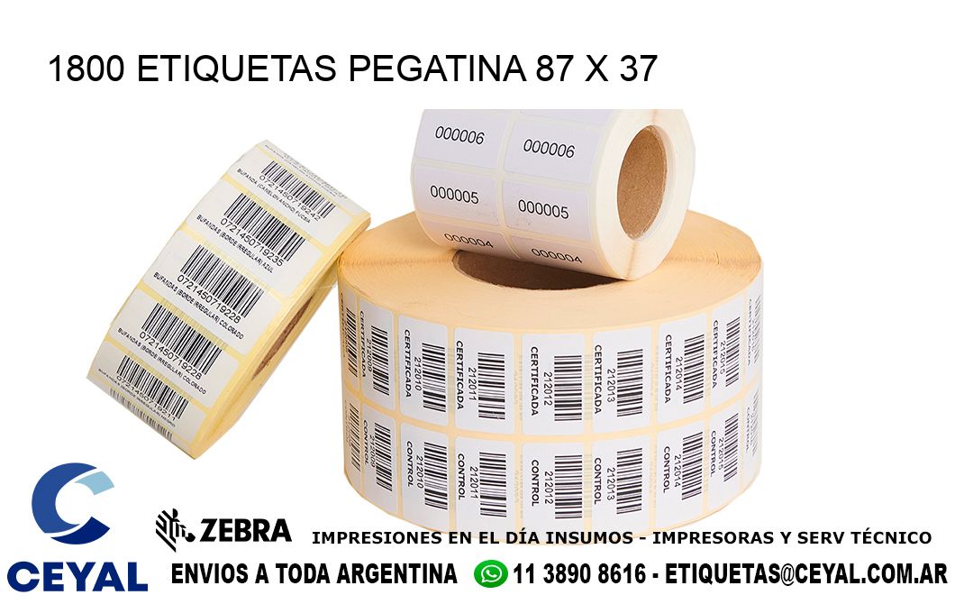1800 ETIQUETAS PEGATINA 87 x 37