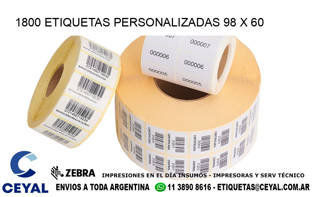 1800 ETIQUETAS PERSONALIZADAS 98 x 60