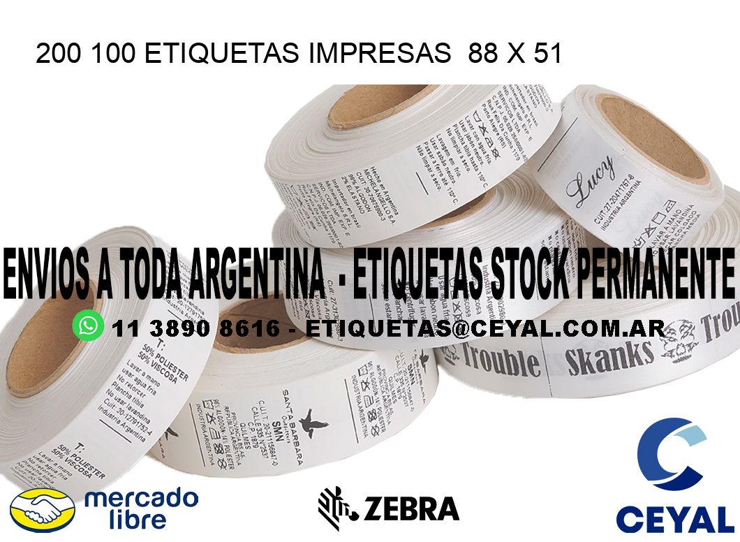 200 100 ETIQUETAS IMPRESAS 88 x 51