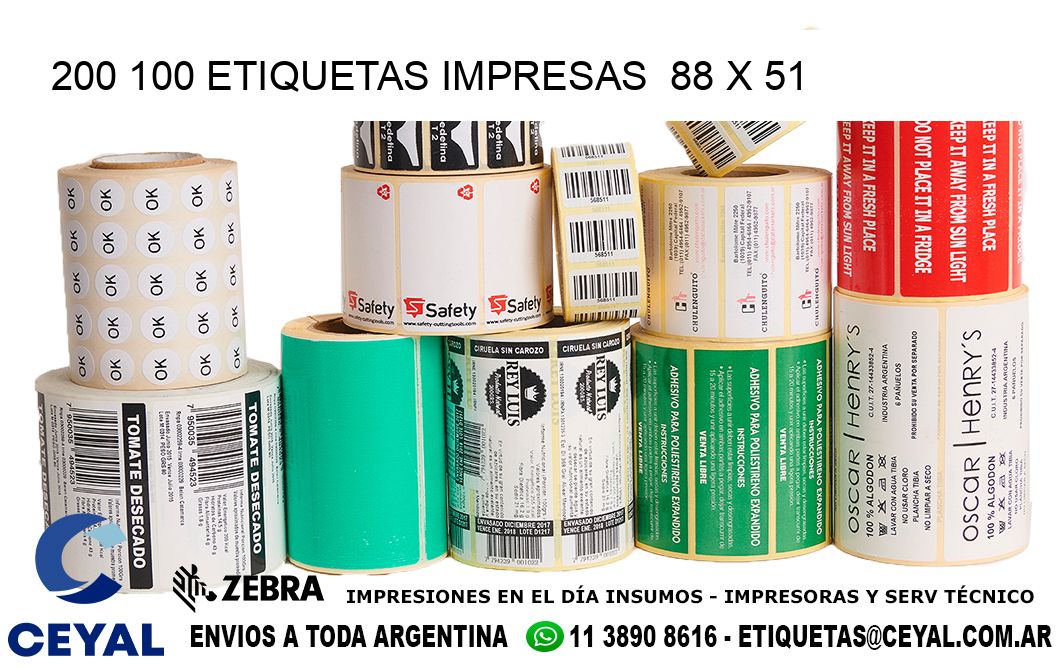 200 100 ETIQUETAS IMPRESAS 88 x 51