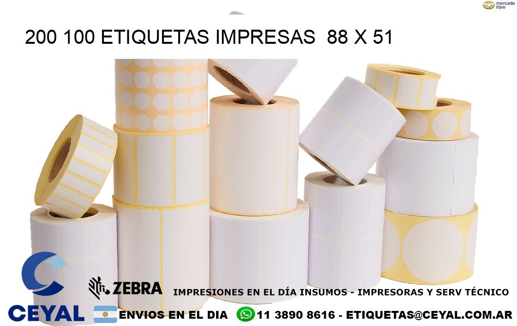 200 100 ETIQUETAS IMPRESAS  88 x 51