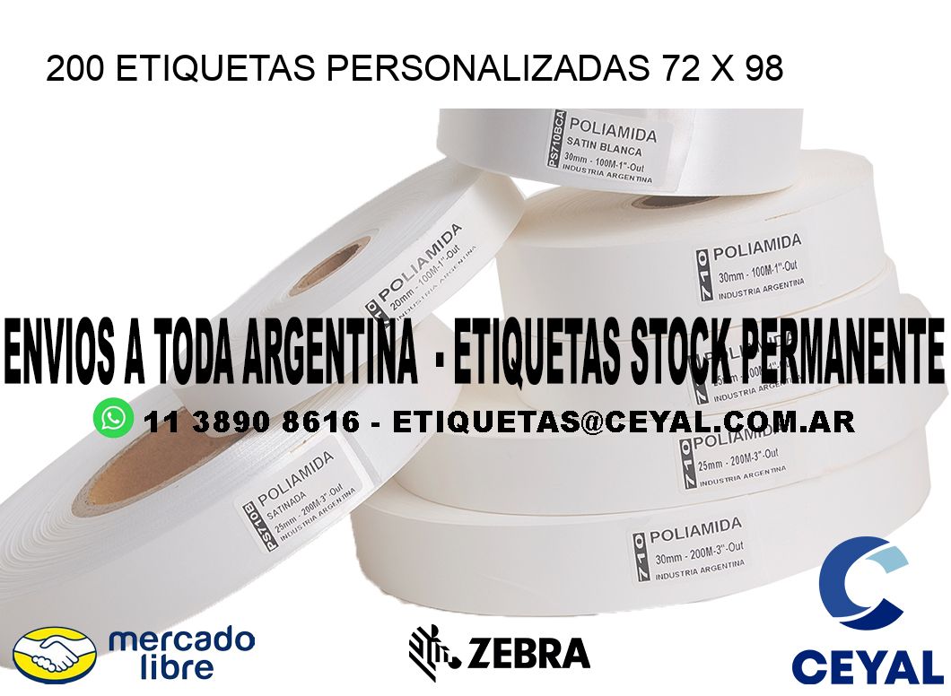 200 ETIQUETAS PERSONALIZADAS 72 x 98