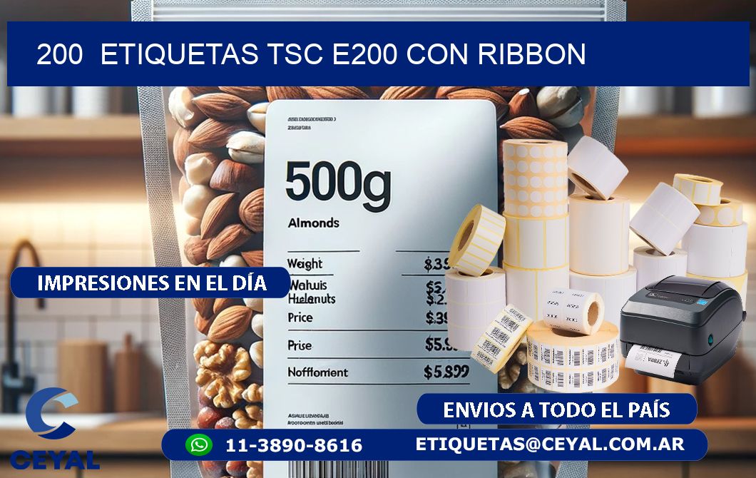 200  ETIQUETAS TSC E200 CON RIBBON