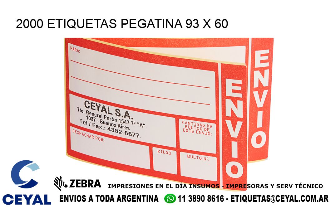 2000 ETIQUETAS PEGATINA 93 x 60