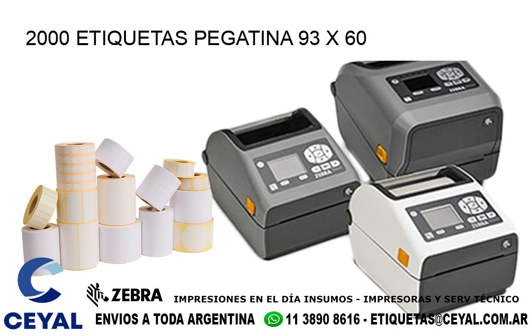 2000 ETIQUETAS PEGATINA 93 x 60