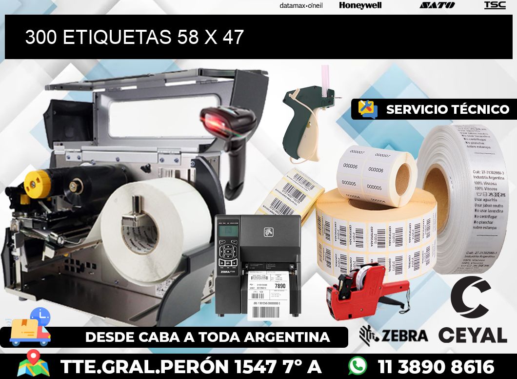 300 ETIQUETAS 58 x 47