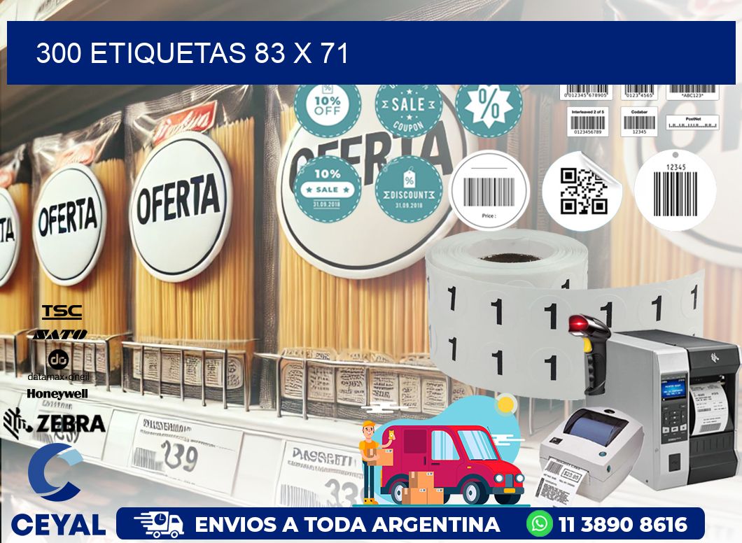 300 ETIQUETAS 83 x 71