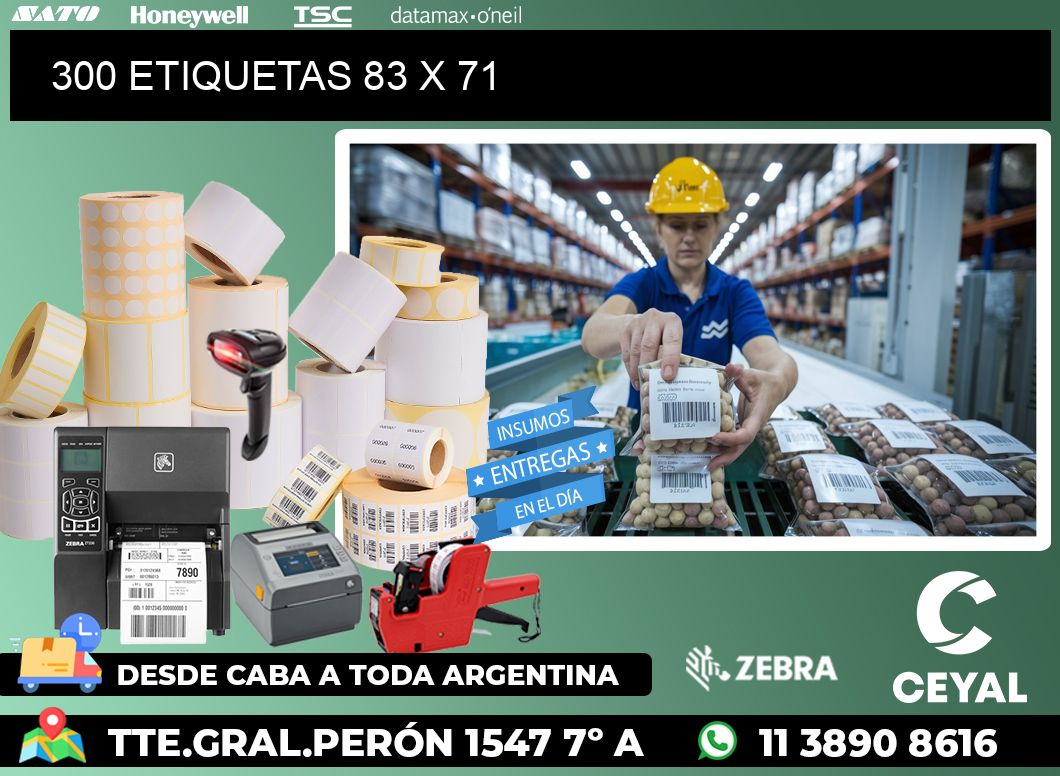 300 ETIQUETAS 83 x 71