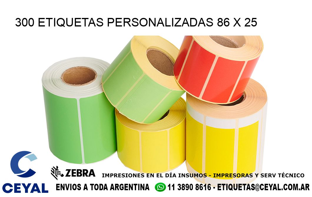 300 ETIQUETAS PERSONALIZADAS 86 x 25