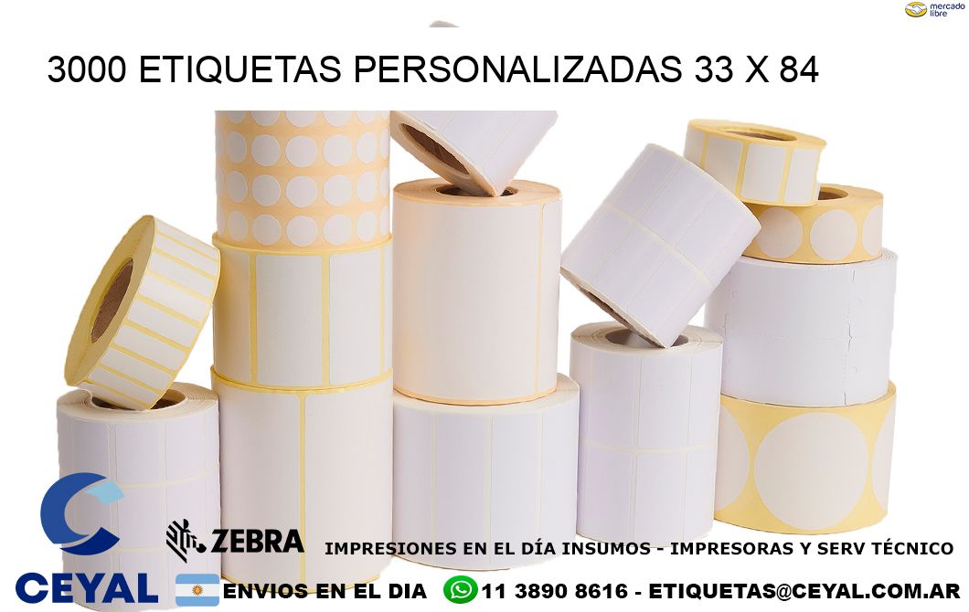 3000 ETIQUETAS PERSONALIZADAS 33 x 84