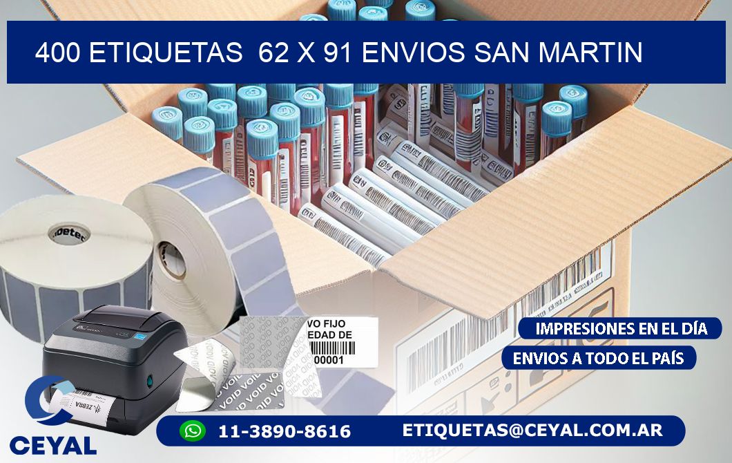 400 ETIQUETAS 62 x 91 ENVIOS SAN MARTIN