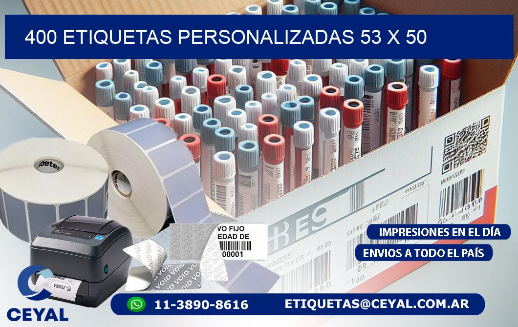 400 ETIQUETAS PERSONALIZADAS 53 x 50
